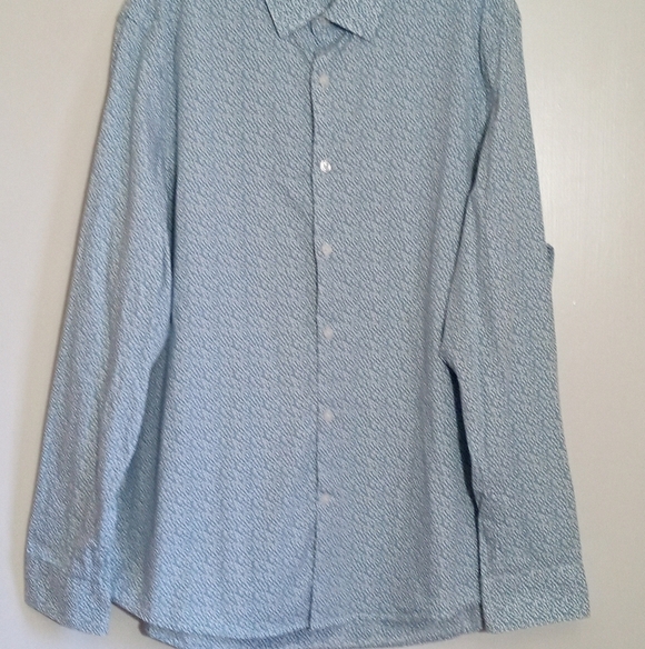 Perry Ellis slim fit blue/white floral pattern button down shirt men size XL - Picture 2 of 6